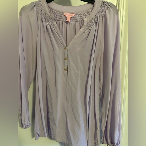 Lilly Pulitzer Elsa Silk Blouse- Size Medium- Color Lavender- EUC - Picture 2 of 12